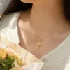 The small cross stainless steel necklace is available with a diamond-encrusted design, which is dazzling, exquisite, simple, versatile and elegant, suitable for daily wear details Picture